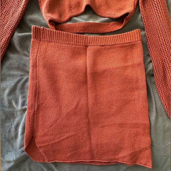 Lulus Double the Delight Rust Orange Knit Two-Piece Mini Sweater Dress - Picture 4 of 8